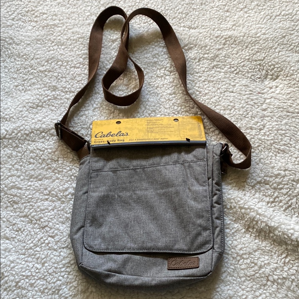 Cabela's Gray and Brown Crossbody Bag with Adjustable Strap